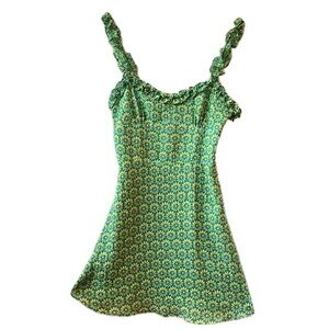 ZARA Green Floral Mini Dress - XS